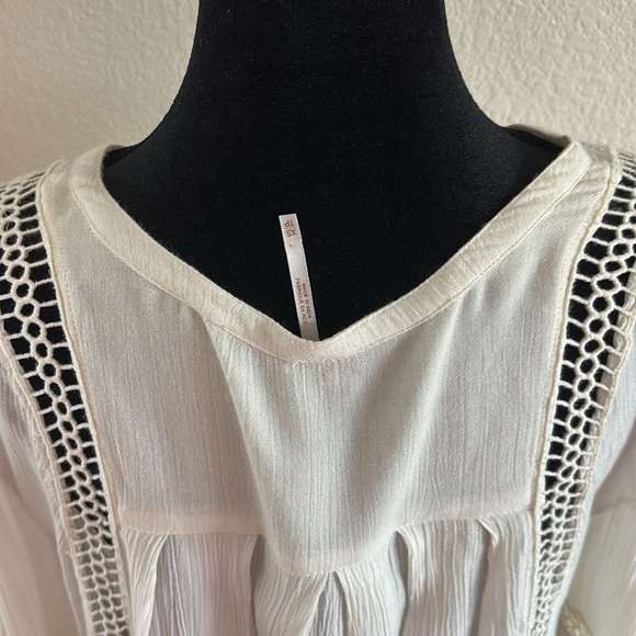 Free People Just The Two Of Us Boho Flowy Ivory Tunic 0070 - Picture 11 of 11